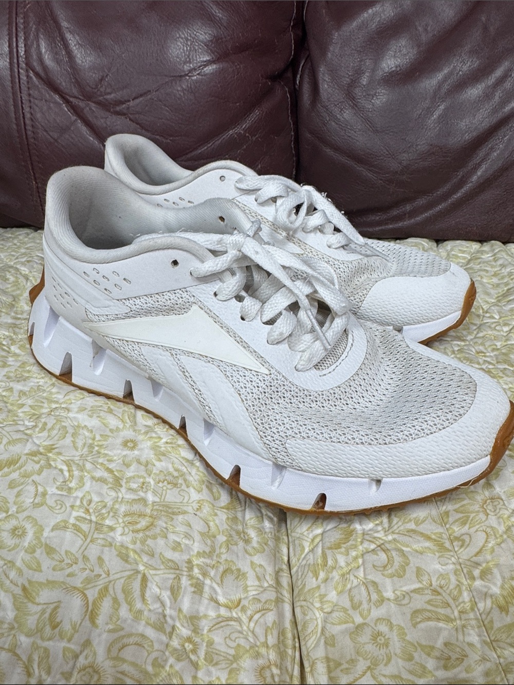 Reebok Women’s White Athletic Mesh Running Shoes with Gum Sole